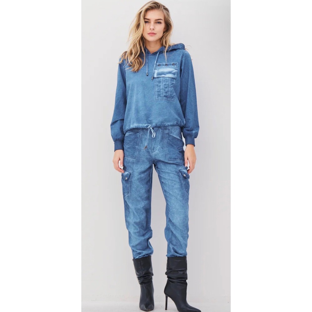 NWT NU Denmark Alaja Cargo Trousers Blue Mid Rise Straight Leg Sz Small